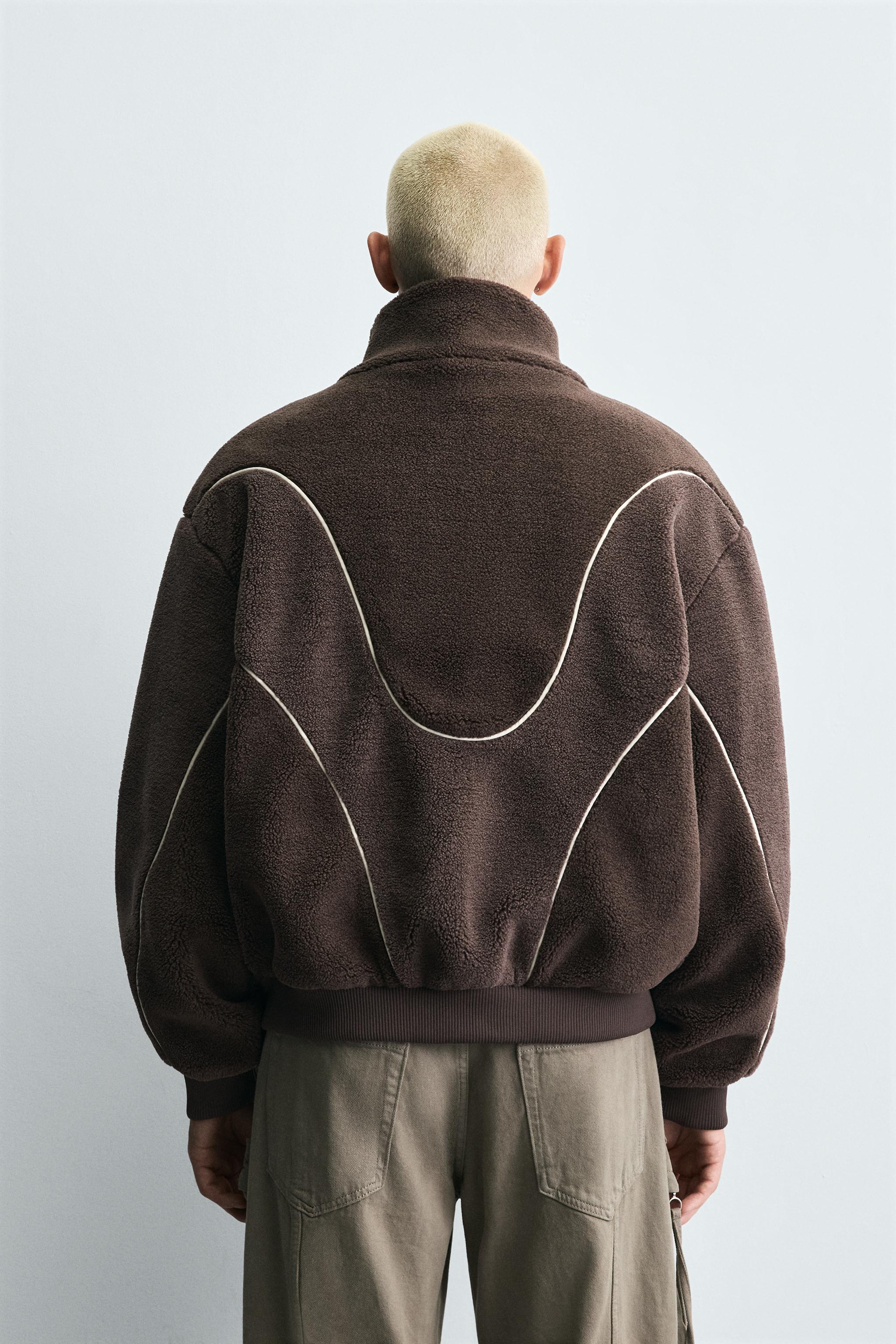 CONTRAST FAUX SHEARLING JACKET